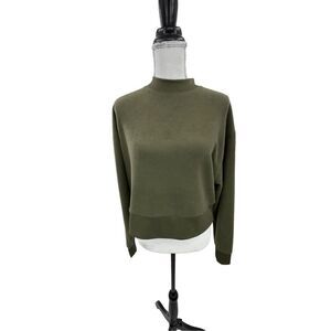 Abound olive long sleeve crop sweater shirt